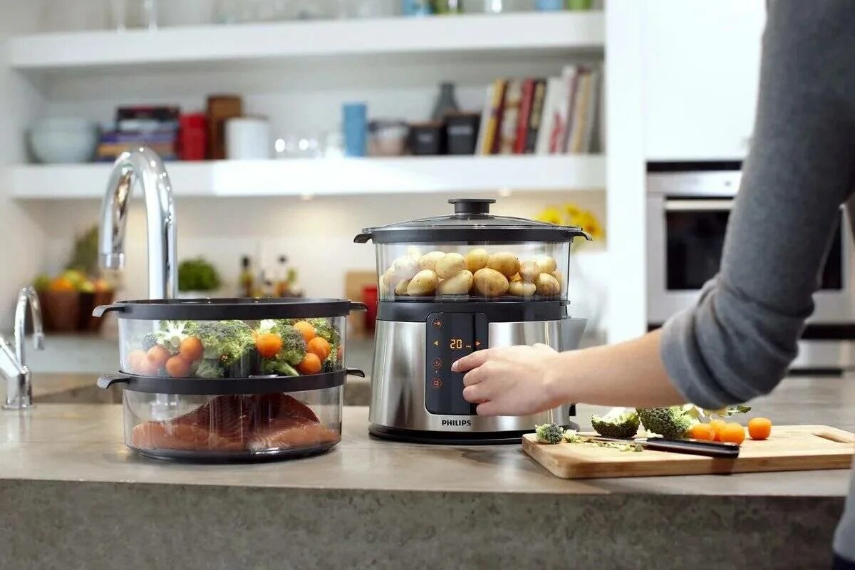 Можно использовать для приготовления пищи. Philips hd919030. пароварка китфорт. пароварка на кухне. кухонные электроприборы для приготовления пищи.