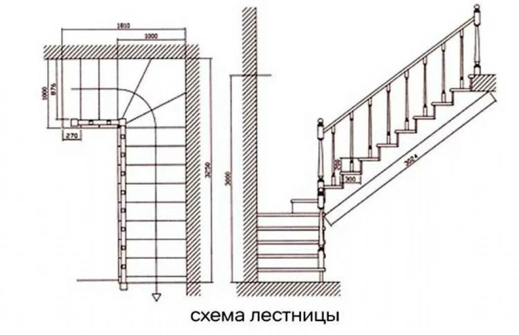 Чертежи лестниц на второй