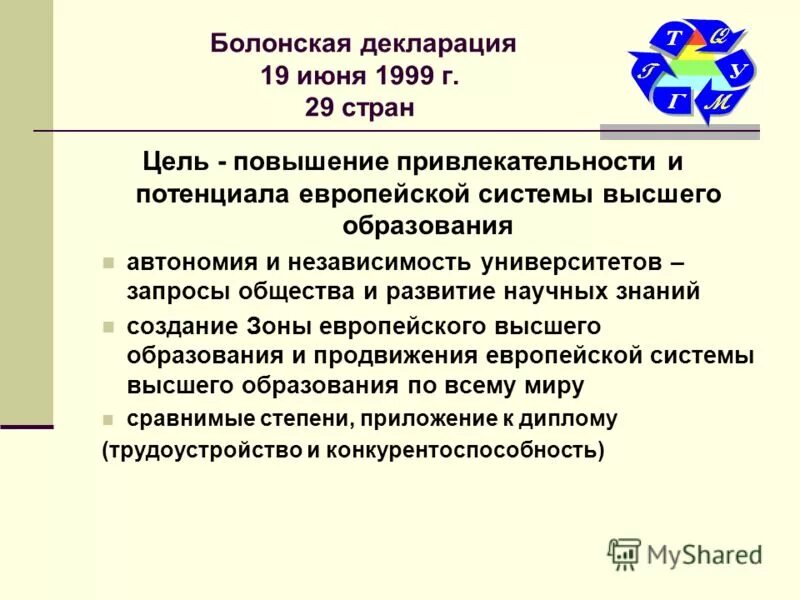 положение болонской декларации