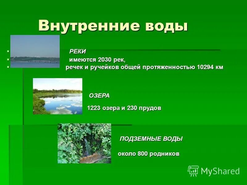 Роль внутренних вод