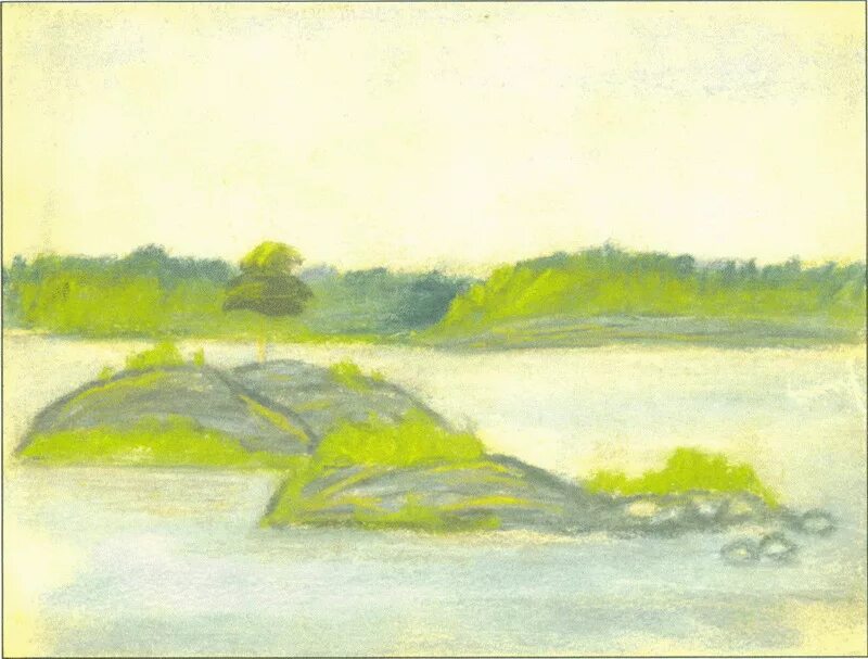Картина к композиции островок. Остров на озере живопись. Островок на озере художников. Картина остров на озере.