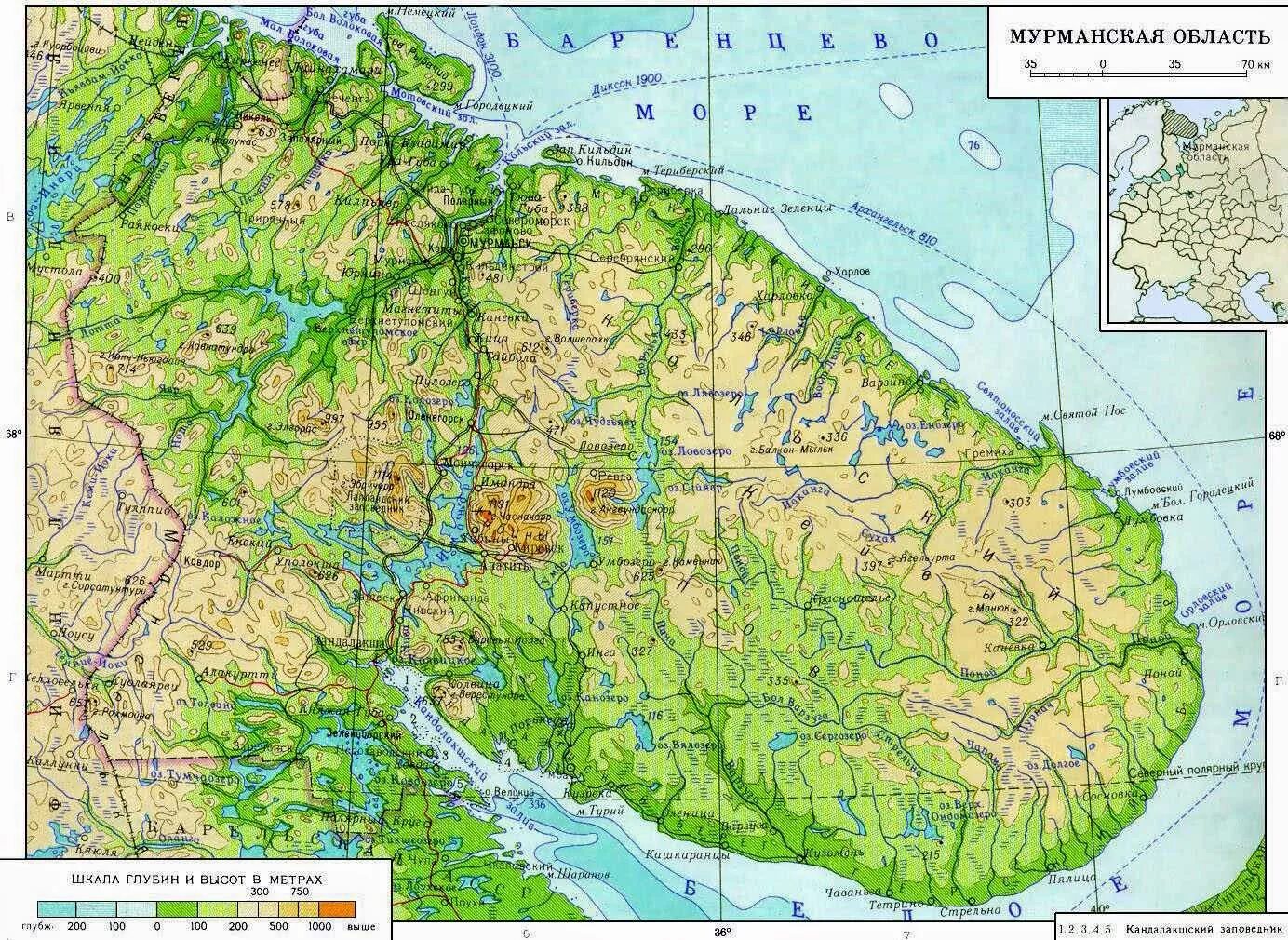 Географическая карта Мурманской области подробная. Мурманск на карте Кольского полуострова. Кольский полуостров физическая карта подробная. Кольский полуостров физическая карта.