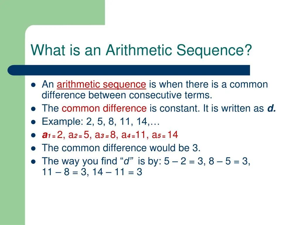 Common and different. Arithmetic sequence. Common difference. Series and sequence difference. Arithmetic and Geometric sequences.