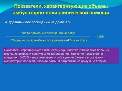 Показатели амбулаторно поликлинического учреждения