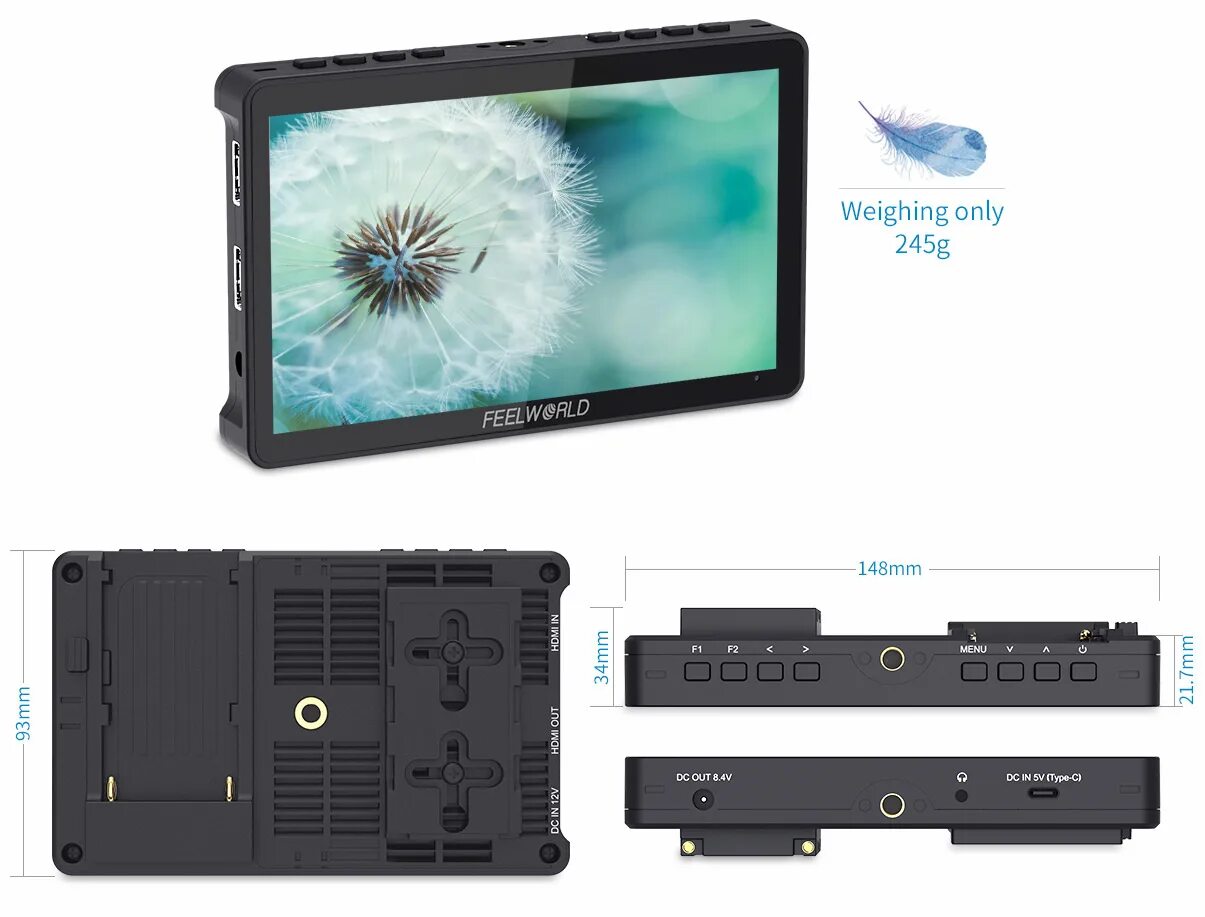 Feelworld f5. Накамерный монитор feelworld f5. feelworld f5 pro v2. как подключить накамерный монитор feelworld к panasonic. видоискатель feelworld f5.