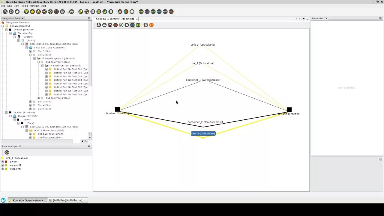 Open network connections. Kuwaiba. link inventory network.