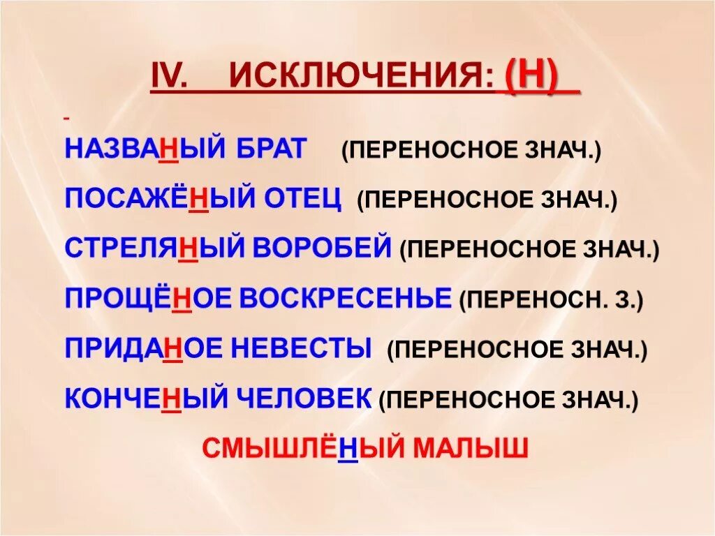 Причастия исключения. Исключения н и НН. Исключения посаженый названый. Прилагательные исключения с одной н. Одна и две н исключения