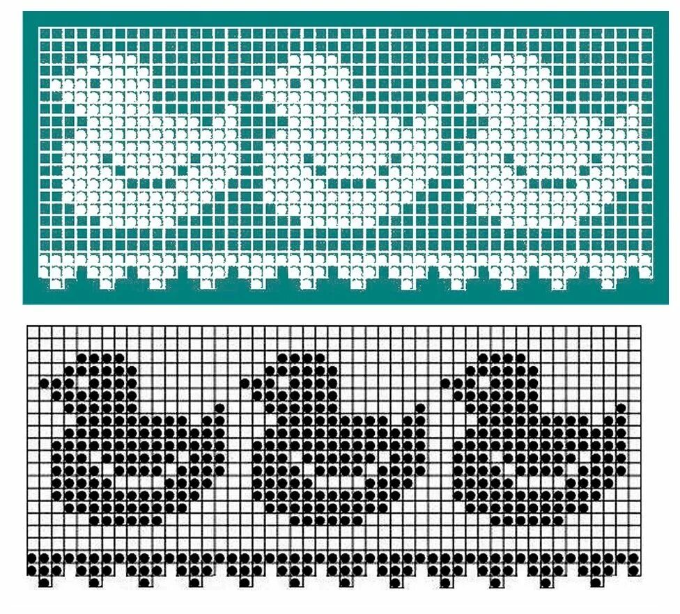 Вяжем филейное крючком. Жаккардовый узор детский. филейные узоры для детей. филейный узор для рушника. бордюр филейное вязание.