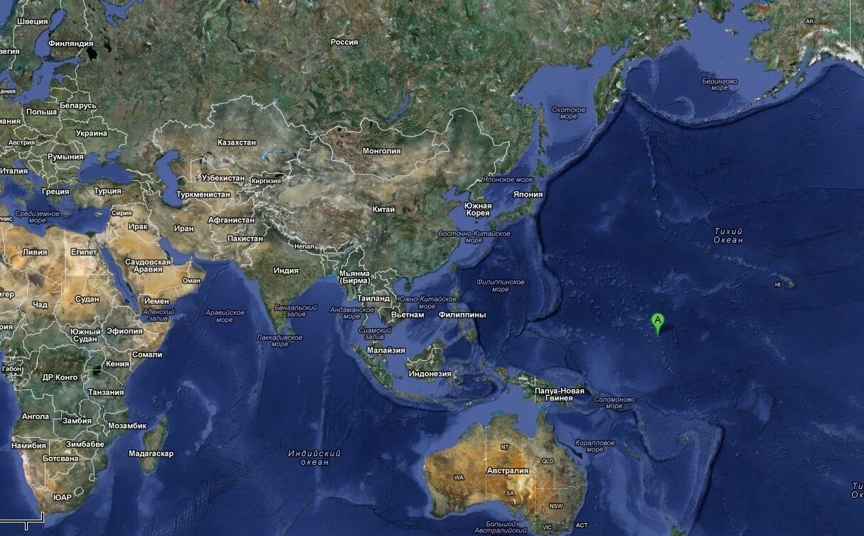Карта в мире с спутника.