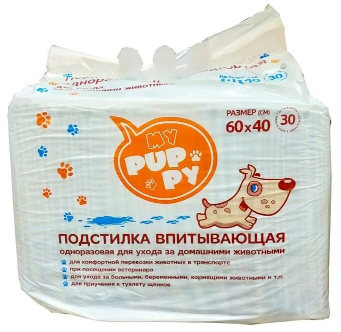 Пеленки для собак одноразовые Petmil my Puppy 60 x 40 см, 30 шт. My Puppy пеленки 60 40. Пеленки для собак 60х90 купить