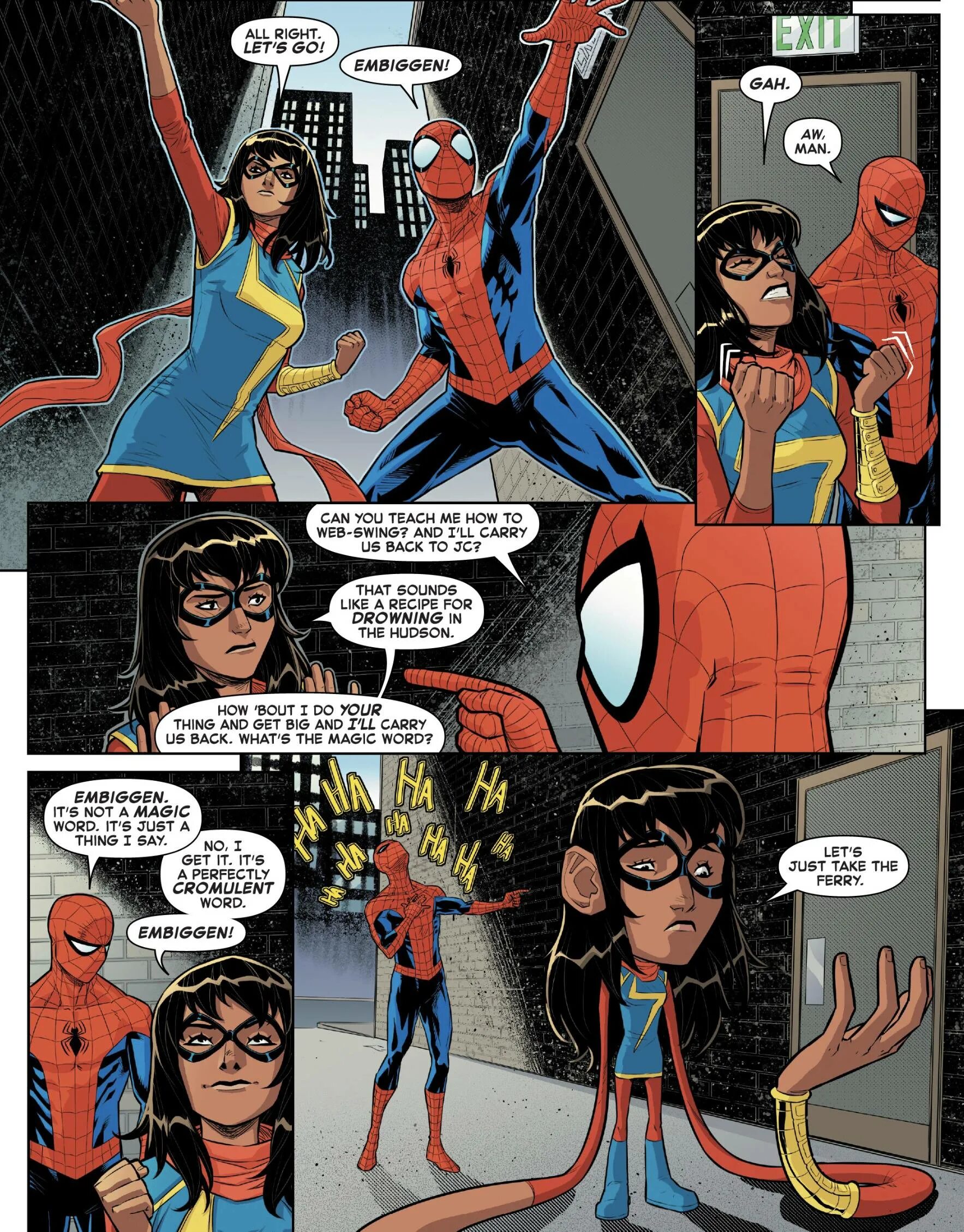 Кромулент. MS Marvel and Spider man. Peter Parker and Kamala Khan. Marvel Team-up Spider-man and Miss Marvel комиксы 2019. Spider man and MS Marvel body swap.
