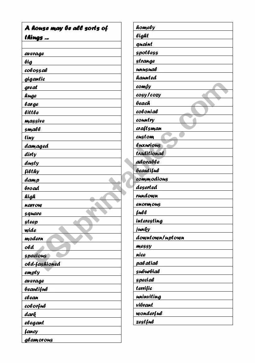 Adjectives for House. House descriptive adjectives. Adjectives to describe House. Adjectives for describing House. House adjective