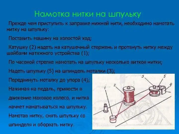 Намотка нитки на шпульку