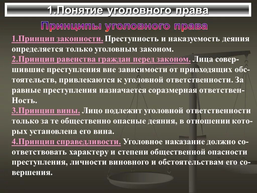 Значимость принципа справедливости юридической ответственности. Принципы уголовного закона.