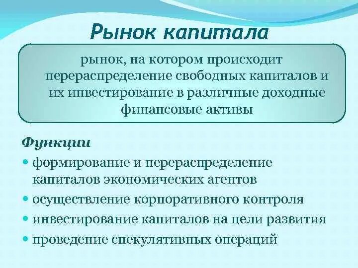 Особенности рынка капитала. Рынок капитала. Функционирования рынка капитала. Функции рынка ссудных капиталов.