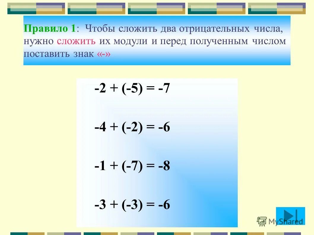 Сложение отрицательных и положительных чисел калькулятор