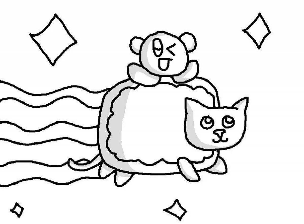 Нян Кэт. Нян Кэт раскраска. Раскраска котик с радугой. Радужные котики раскраски. Раскраска кэт нет