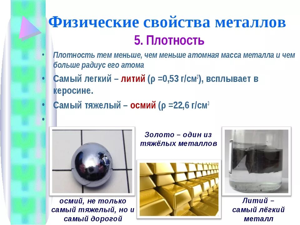 Физические свойства металлов плотность. 9 Класс химия о плотности металлов. Металлы характеристика и свойства. Образцы металлов.