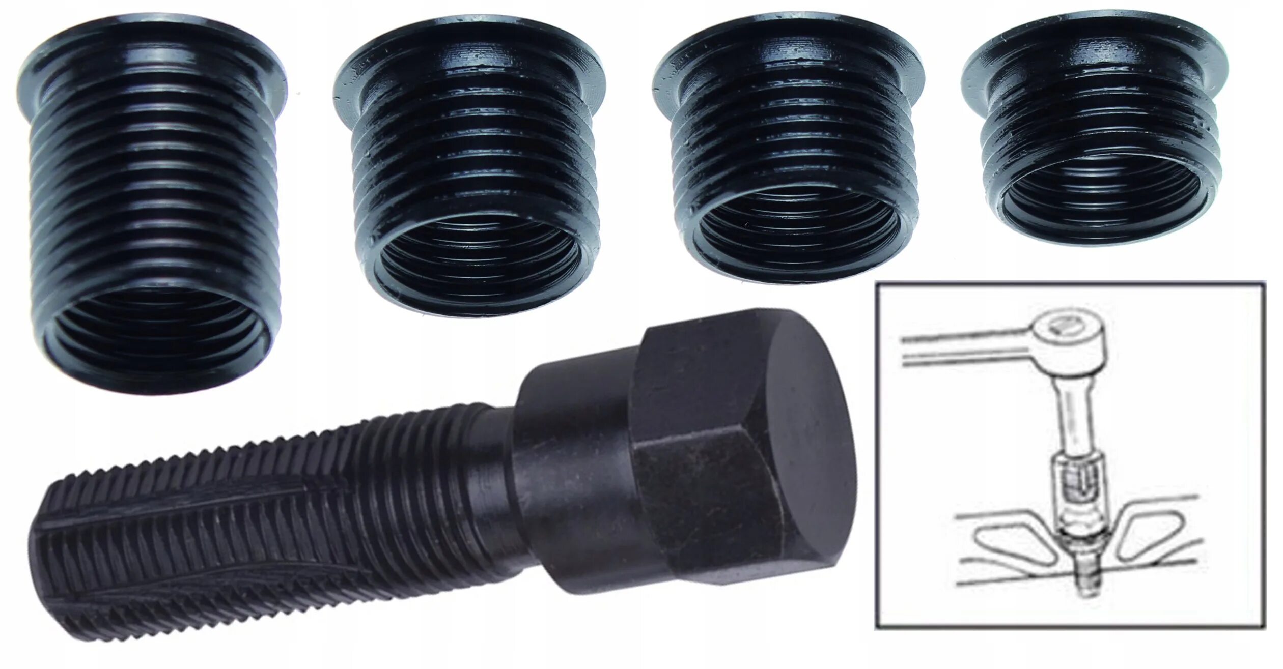 Ремонтные ввертыши. Набор для восстановления резьбы m14x1.5. Футорка для свечи зажигания м14 1.25. Ввертыш резьбовой м6. Ремонтная втулка для восстановления резьбы свечного отверстия м12х1.25.