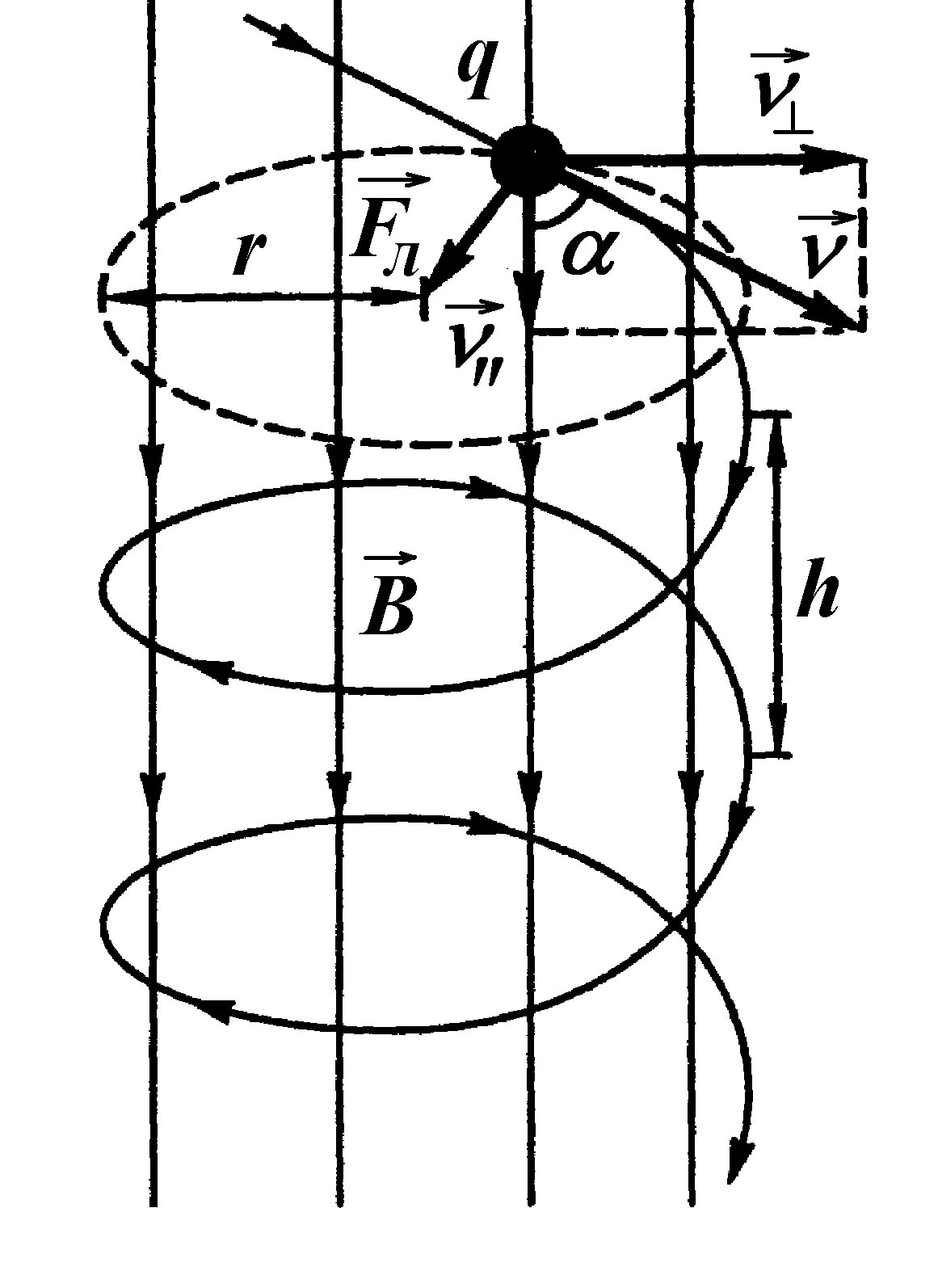 Движение заряженных частиц в однородном магнитном. Движение частицы по винтовой линии в магнитном поле. Движение заряженной частицы в магнитном поле по спирали. Движение электрона по винтовой линии в магнитном поле. Траектория движения частицы в магнитном поле.