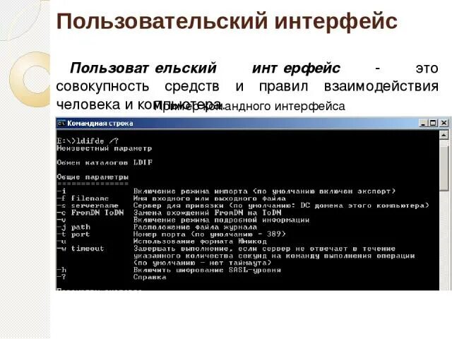 Что такое пользовательский интерфейс 7 класс. Командный интерфейс. тестирование пользовательского интерфейса пример. пример командного интерфейса. презентация на тему пользовательский интерфейс 7 класс.