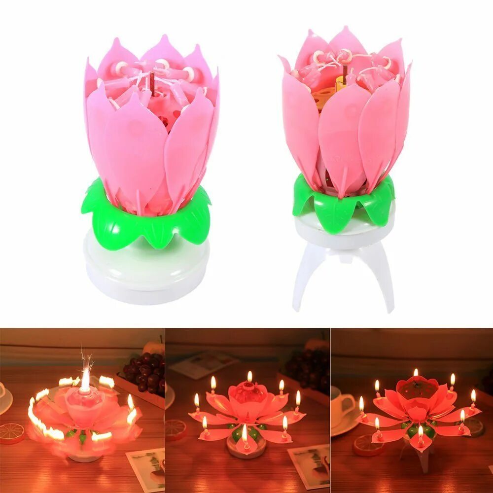 свеча лотос музыкальная крутящаяся. поющие свечки. поющая свеча на торт. поющие свечки. поющие свечки.