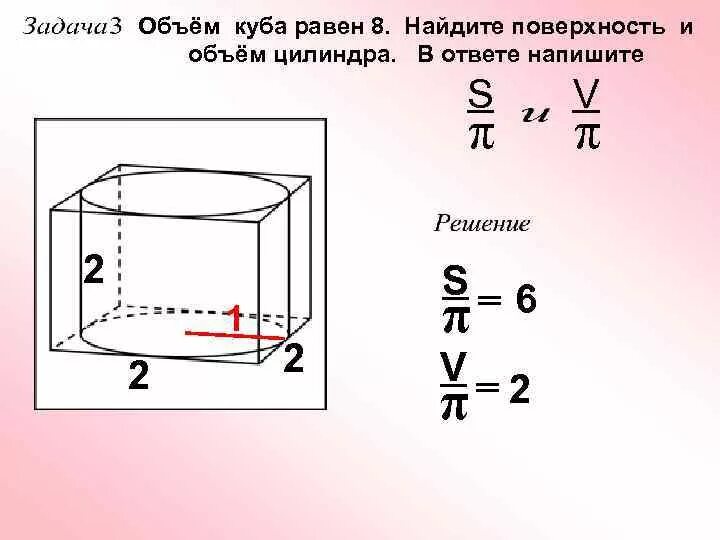 Куб описан около цилиндра. Объем Куба и цилиндра. Куб объем. Объем цилиндра параллелепипеда. Куб воды в цилиндре