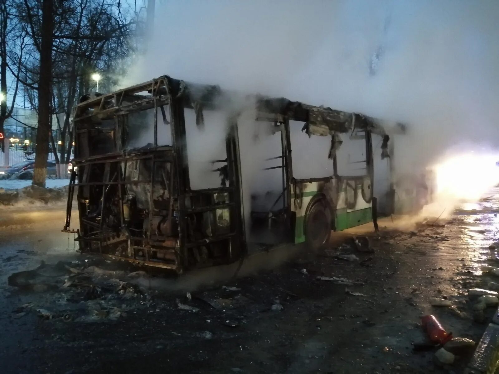 Во Владимире сгорел автобус.