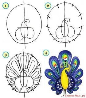 Павлин поэтапное рисование Смотреть 43 фото бесплатно