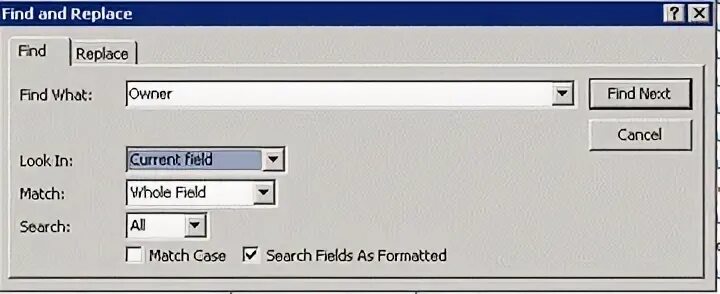 Access find