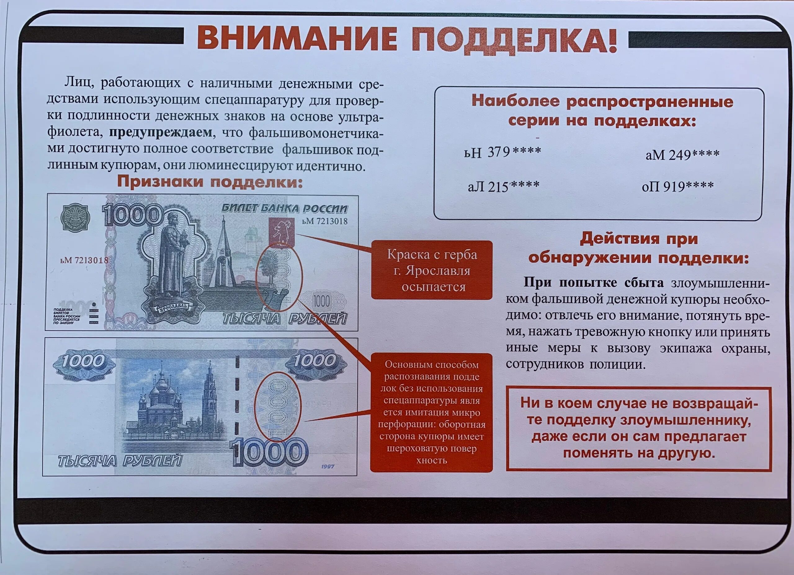 Поддельных денежных знаков