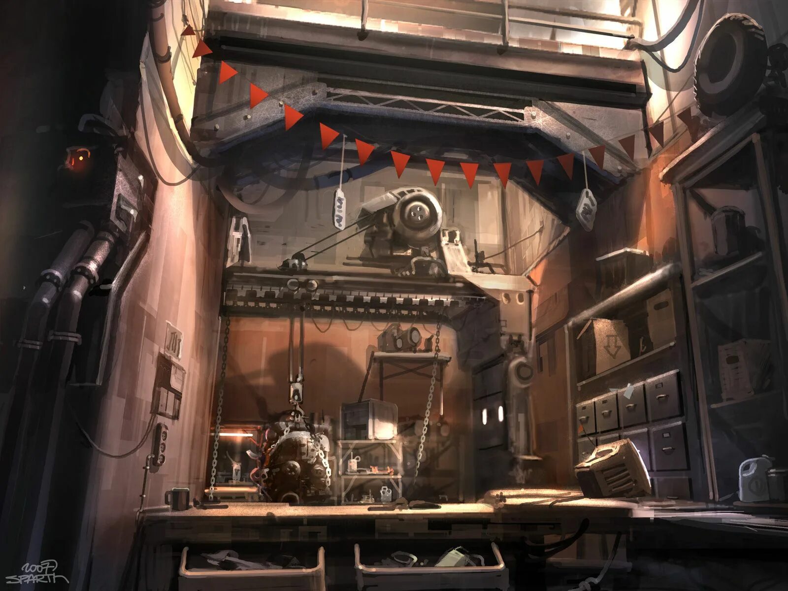 Гараж cyberpunk. Гараж cyberpunk art. гараж концепт арт. киберпанк автомастерская. киберпанк гараж арт.