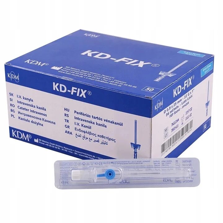 Катетер в/в KD-Fix 18g. Катетер внутривенный с крылышками "KD-Fix" g22 (ø0,9х25мм.) (Синий), №50. Катетер KD-Fix. KD-Fix 0.9х25. Fix 18