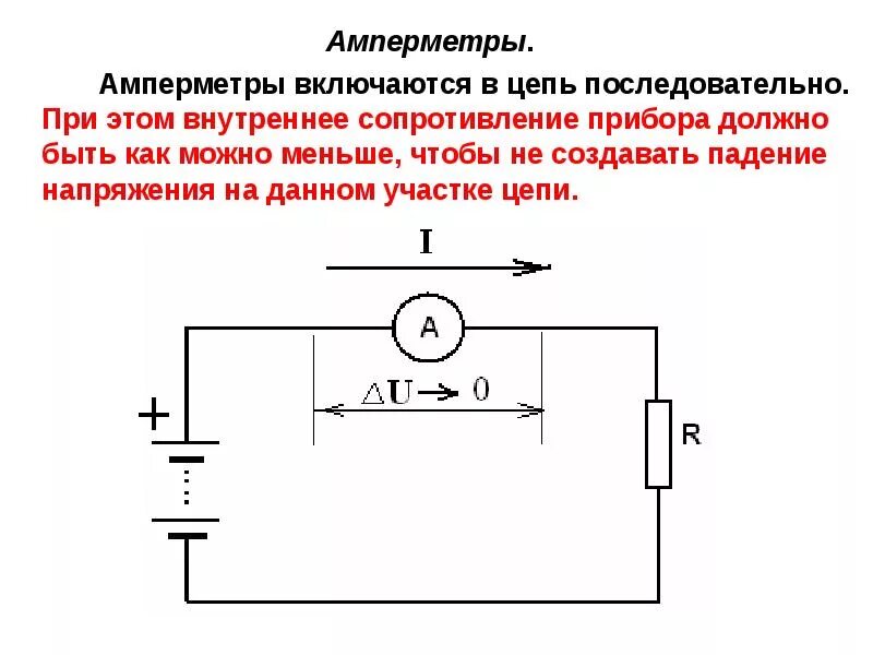 Внутреннее сопротивление измерительного прибора. Преобразователь сопротивления в ток. Внутреннее сопротивление прибора. Цепь содержащая резистор и амперметр. Амперметр включается в цепь.