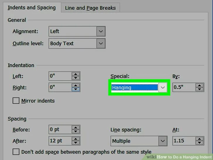 Align start text indent