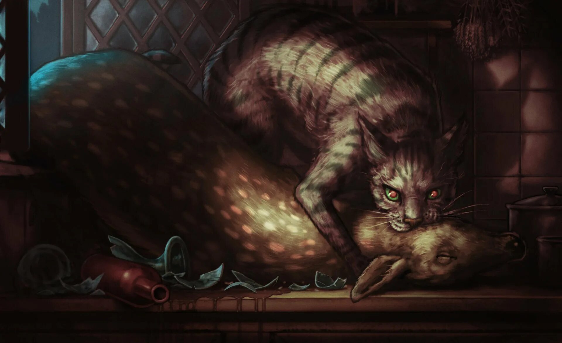 Страшные коты ночью. Кот арт. фэнтези кошки. мистические коты. огромный кот фэнтези.