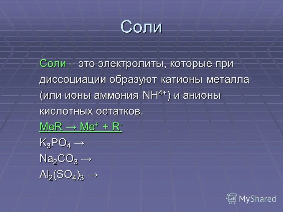 Анионы кислотного остатка образуются