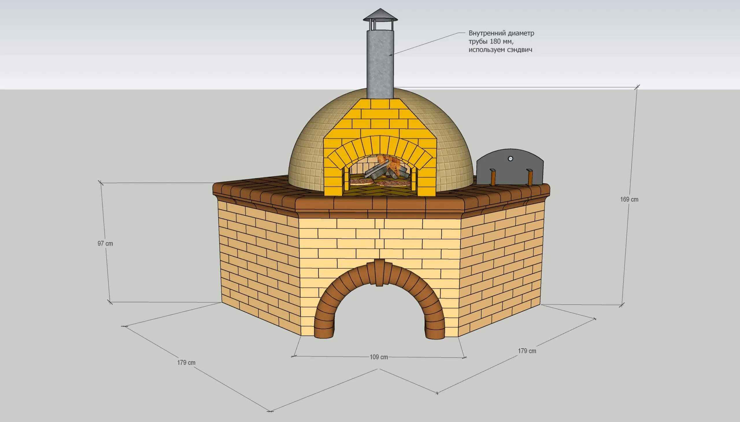 Помпейская печь порядовка, диаметр пода 106 см Lamp, Decor, Oven