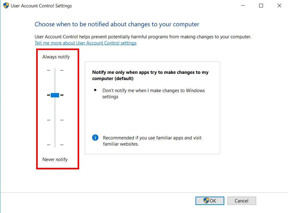 User account control. User account control
