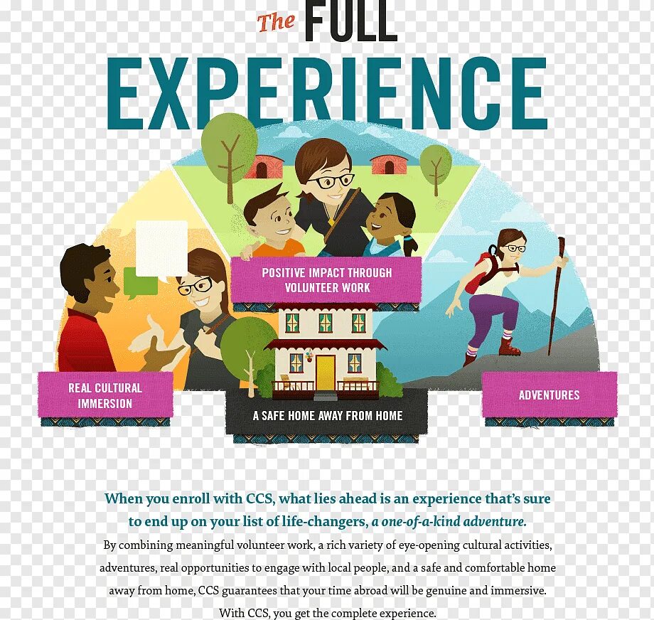 Full experience. Volunteering work. types of volunteering. volunteering abroad. work experience постер.