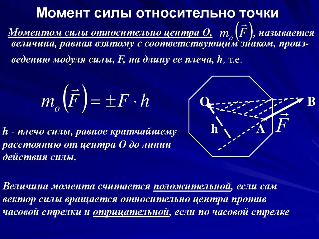 1 относительно 2. Как найти момент силы относительно точки. Момент силы относительно точки техническая механика. Момент силы относительно точки техническая механика формула. Момент силы f1 относительно точки o направлен:.