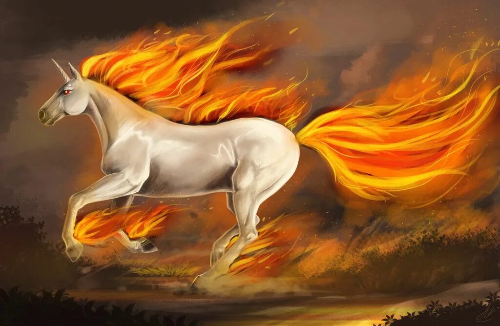 Fire horse. Кобылица с золотой гривой. Кобылица с золотой гривой арт. Рапидаш арт фэнтези. Огнегривый конь-Сивка бурка.