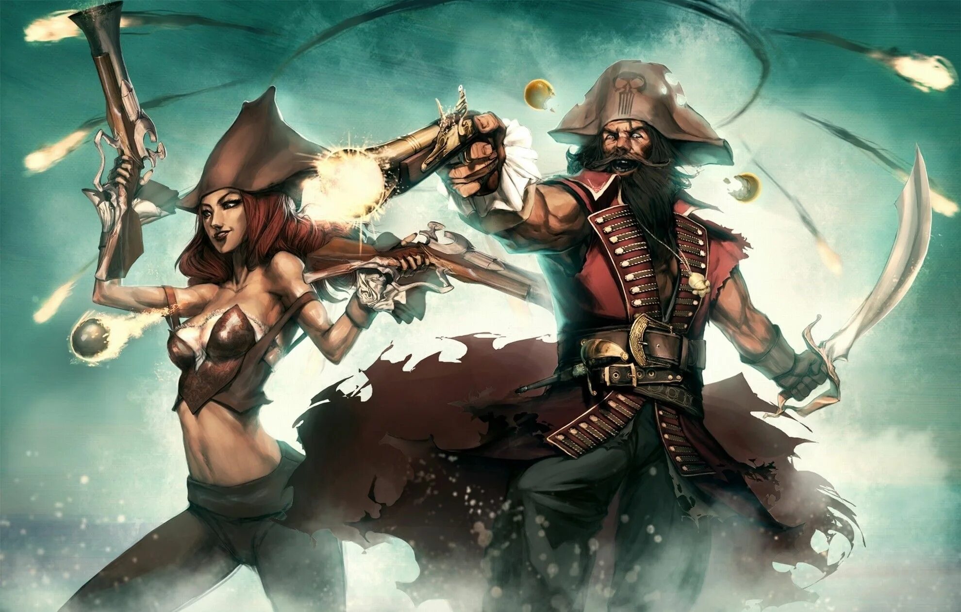 Pirates gt. Мисс Фортуна и Гангпланк. Ганкпланк пират. Гангпланк арт. Мисс Фортуна пират.