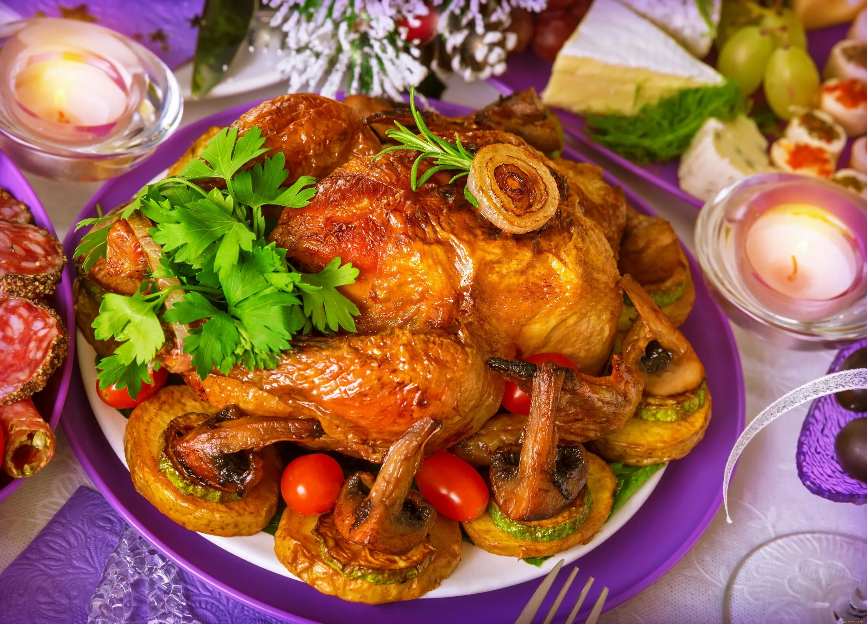 Курица вкусно обои. Собак с цыпленком блюдо