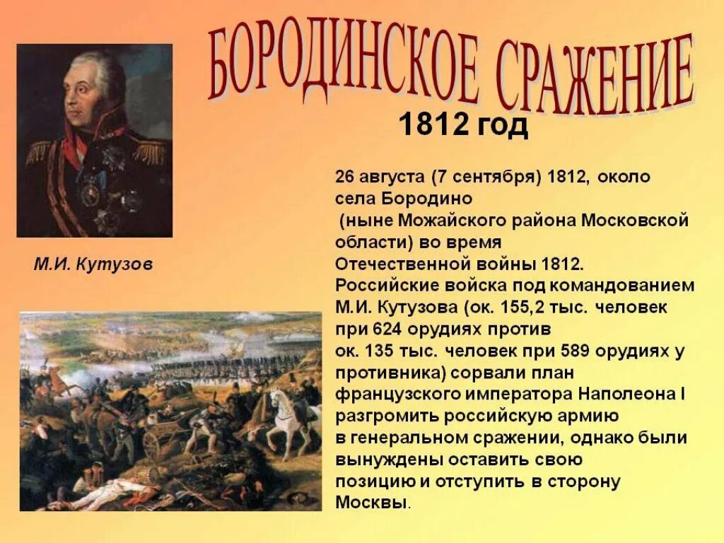 Произведение которые относятся к войне. Историческая справка о войне 1812 года Бородино. Историческая справка Бородинская битва 1812 год. Бородинская битва 1812 Кутузов. Бородинская битва 1812 года сообщение.