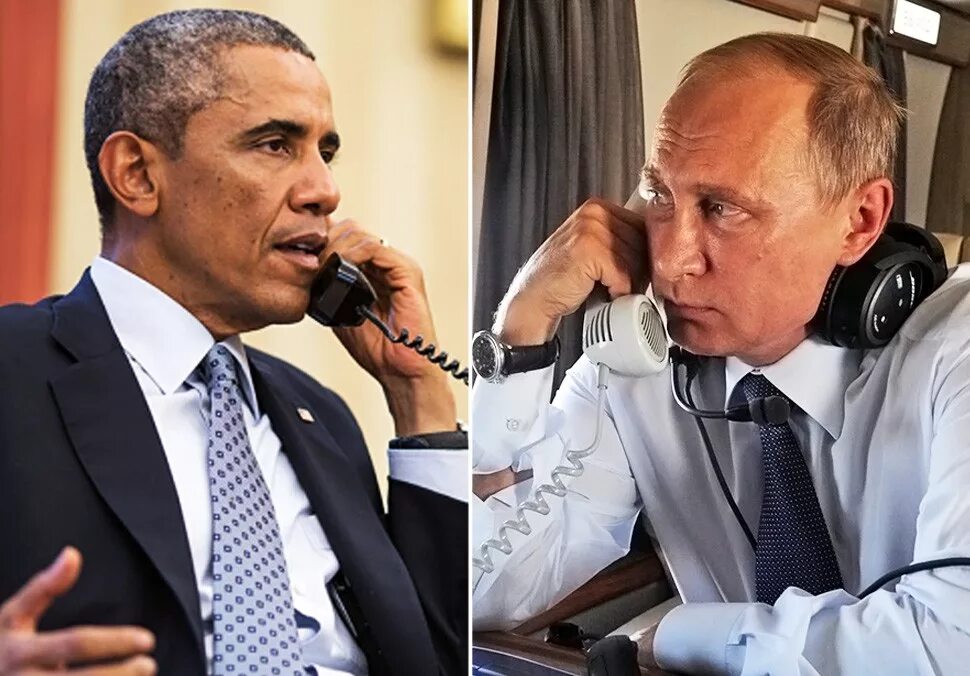 Обама с телефоном.