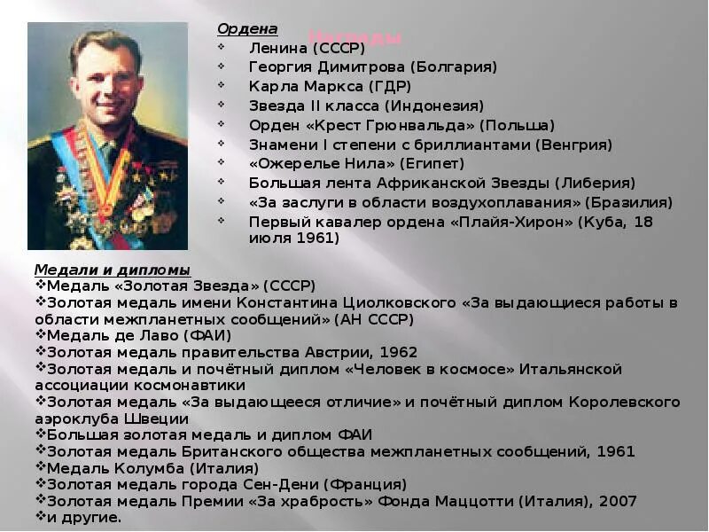 Награды гагарина юрия алексеевича список и фото начинаем войну Light! Страница 2 Общий форум Войны Объединение виртуальных