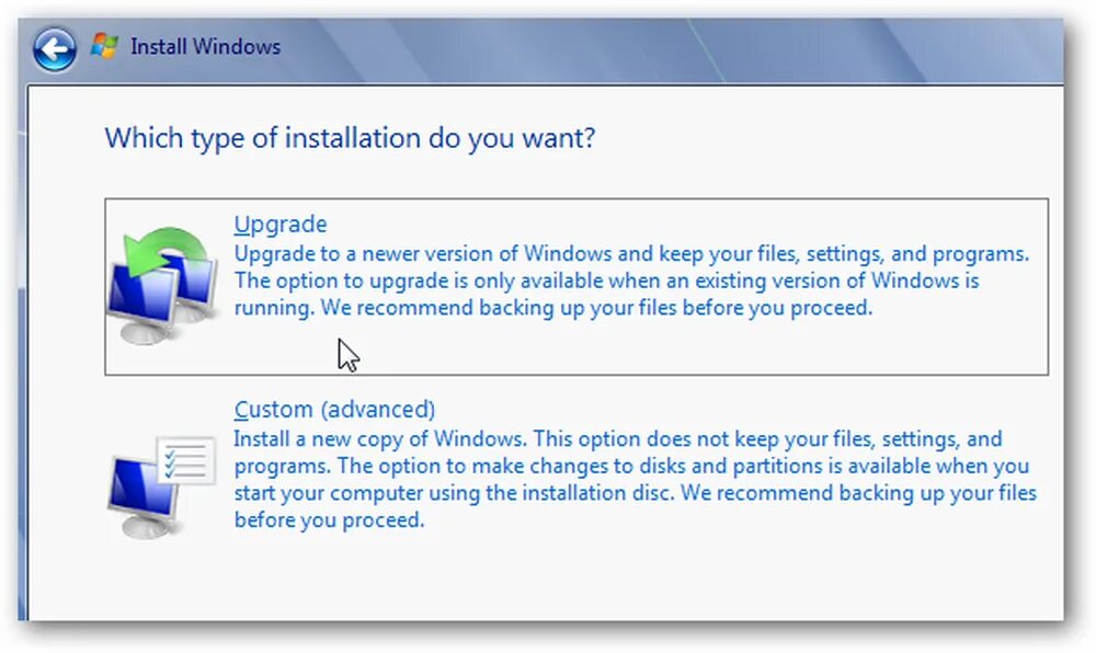 Скопировать windows 7. Типы установок виндовс. Установка Windows. Тип установки Windows. Типы установок.