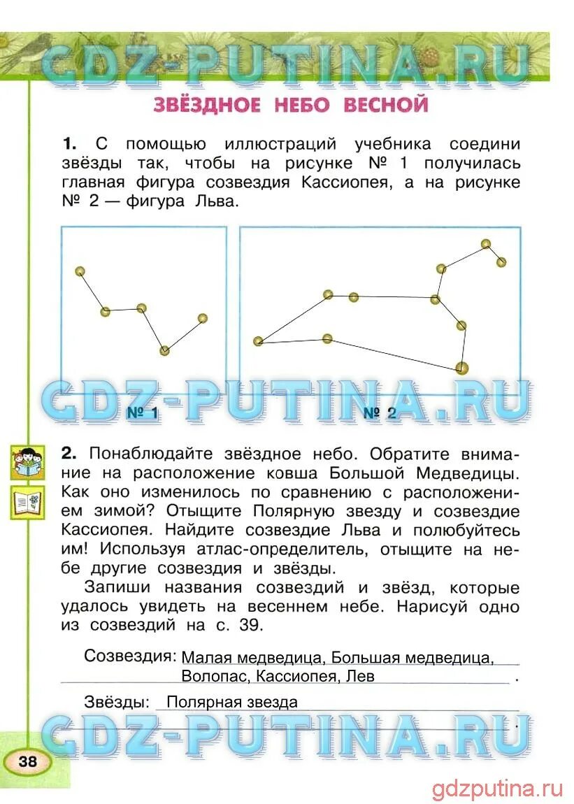 Решебник окр мир 2. Окружающий мир 2 класс рабочая тетрадь звездное небо. Созвездия 1 класс окружающий мир Плешаков. Звездное небо весной 2 класс окружающий мир рабочая тетрадь. Созвездия окружающий мир 2 класс рабочая тетрадь.