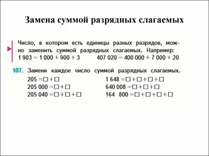 Карточка разрядные слагаемые